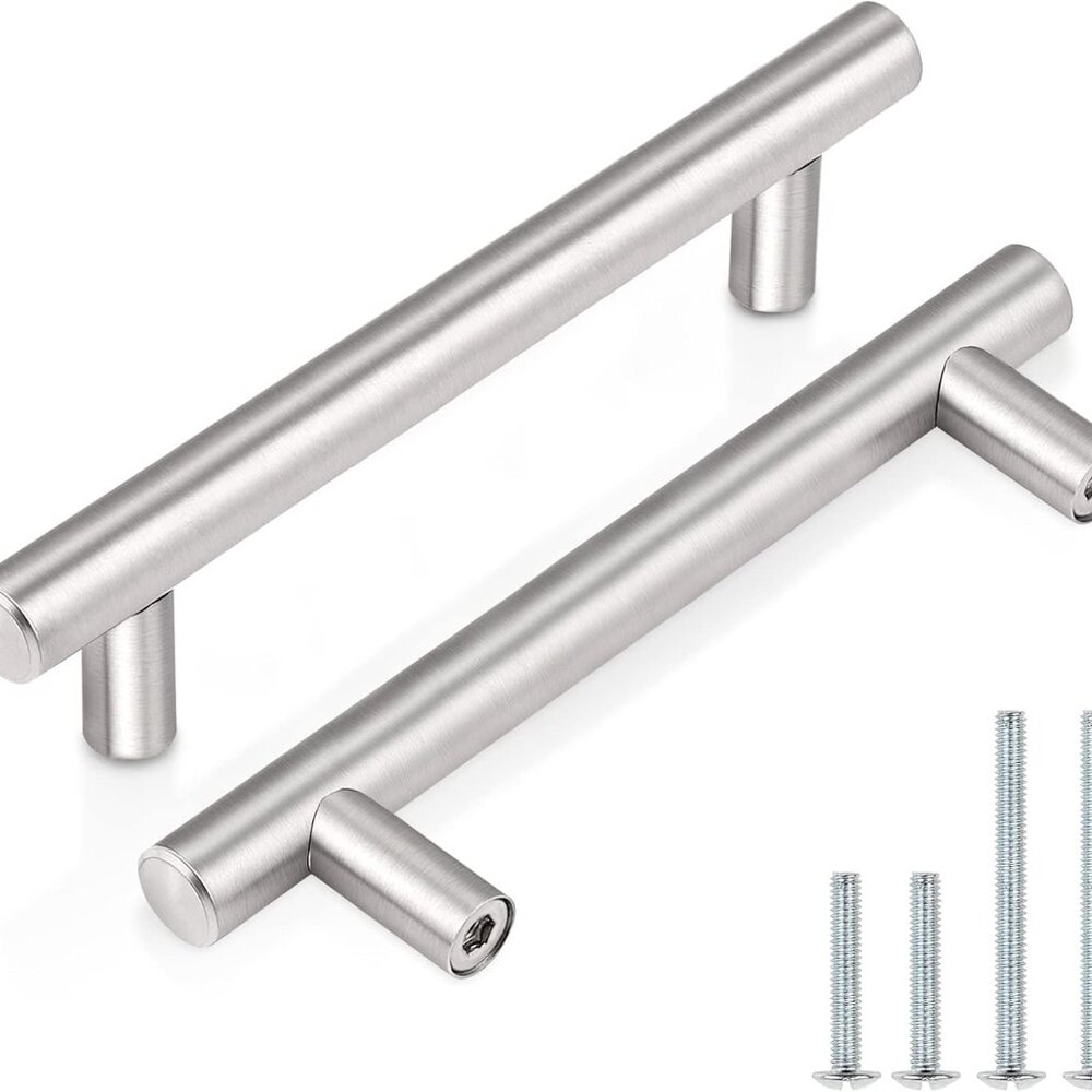 5 NEW Modern T Bar Cabinet Handles Pulls Satin Nickel Stainless Steel 6" Length